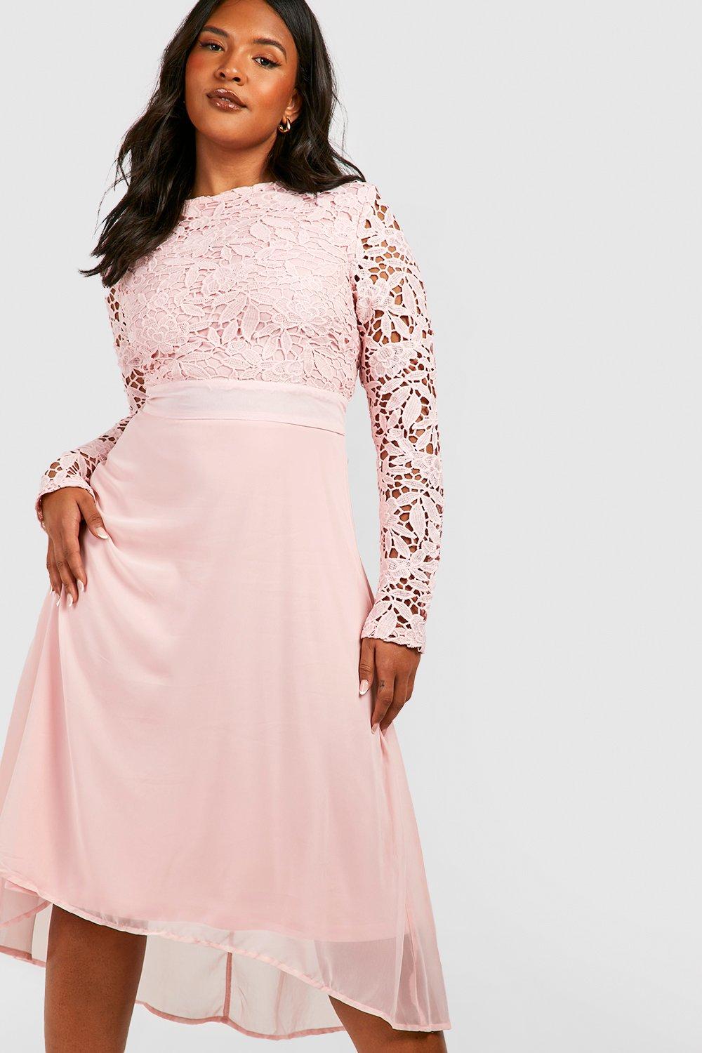 Blush midi lace outlet dress