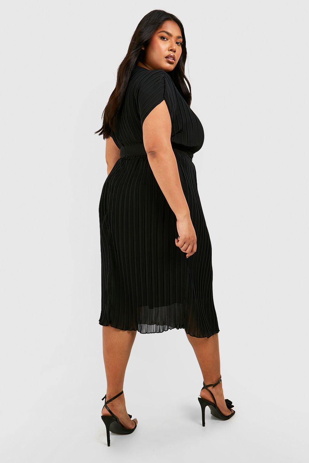 Women's Plus Occasion Pleated Wrap Midi Dress | Boohoo UK