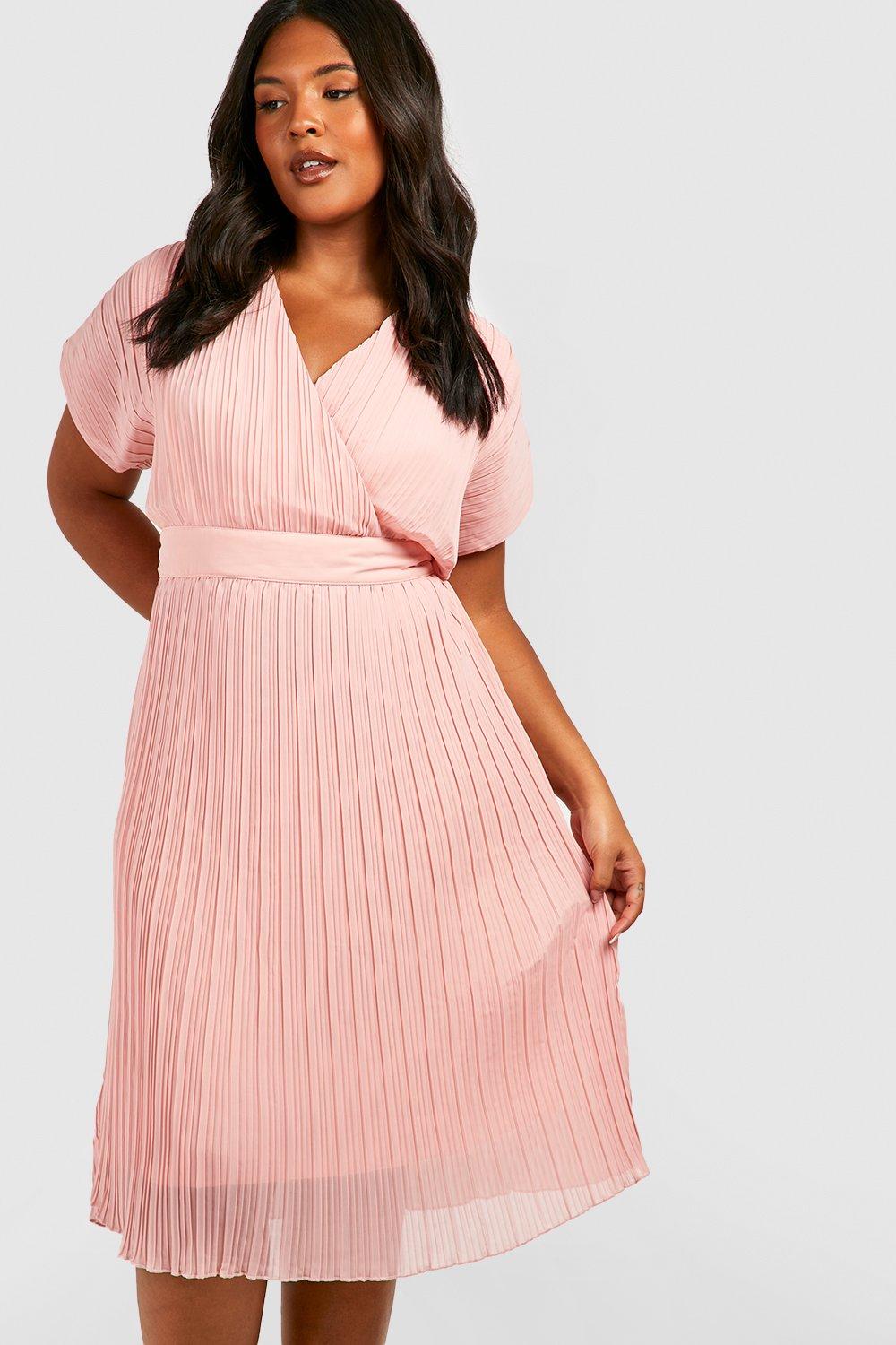 Plus Occasion Pleated Wrap Midi Dress ...