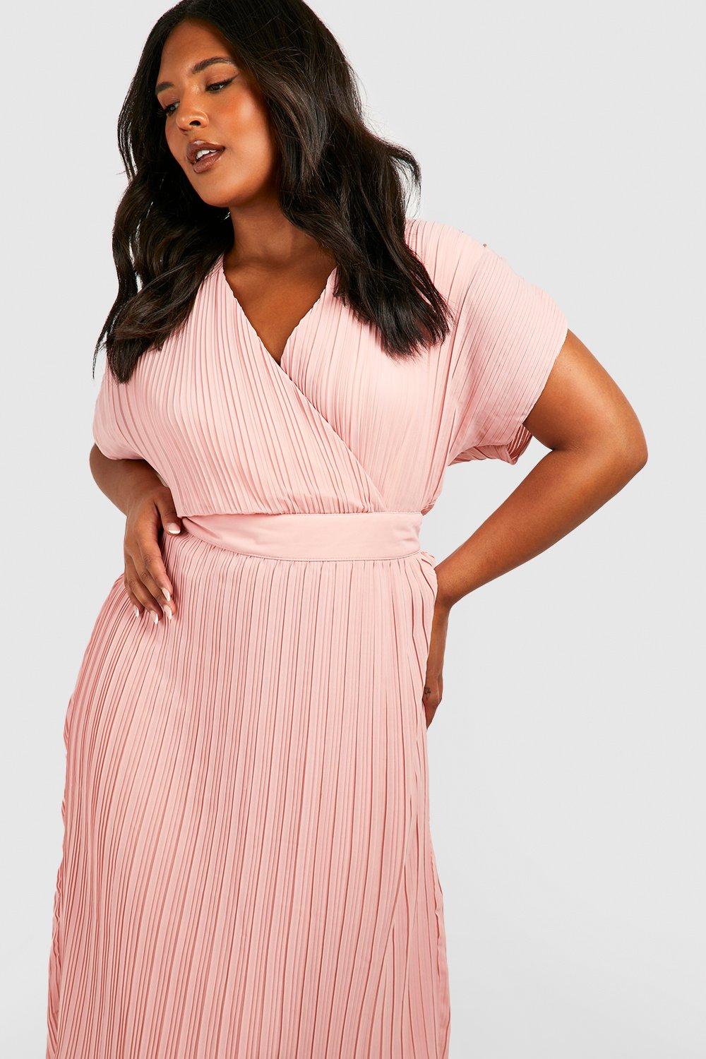 Plus Occasion Pleated Wrap Midi Dress ...