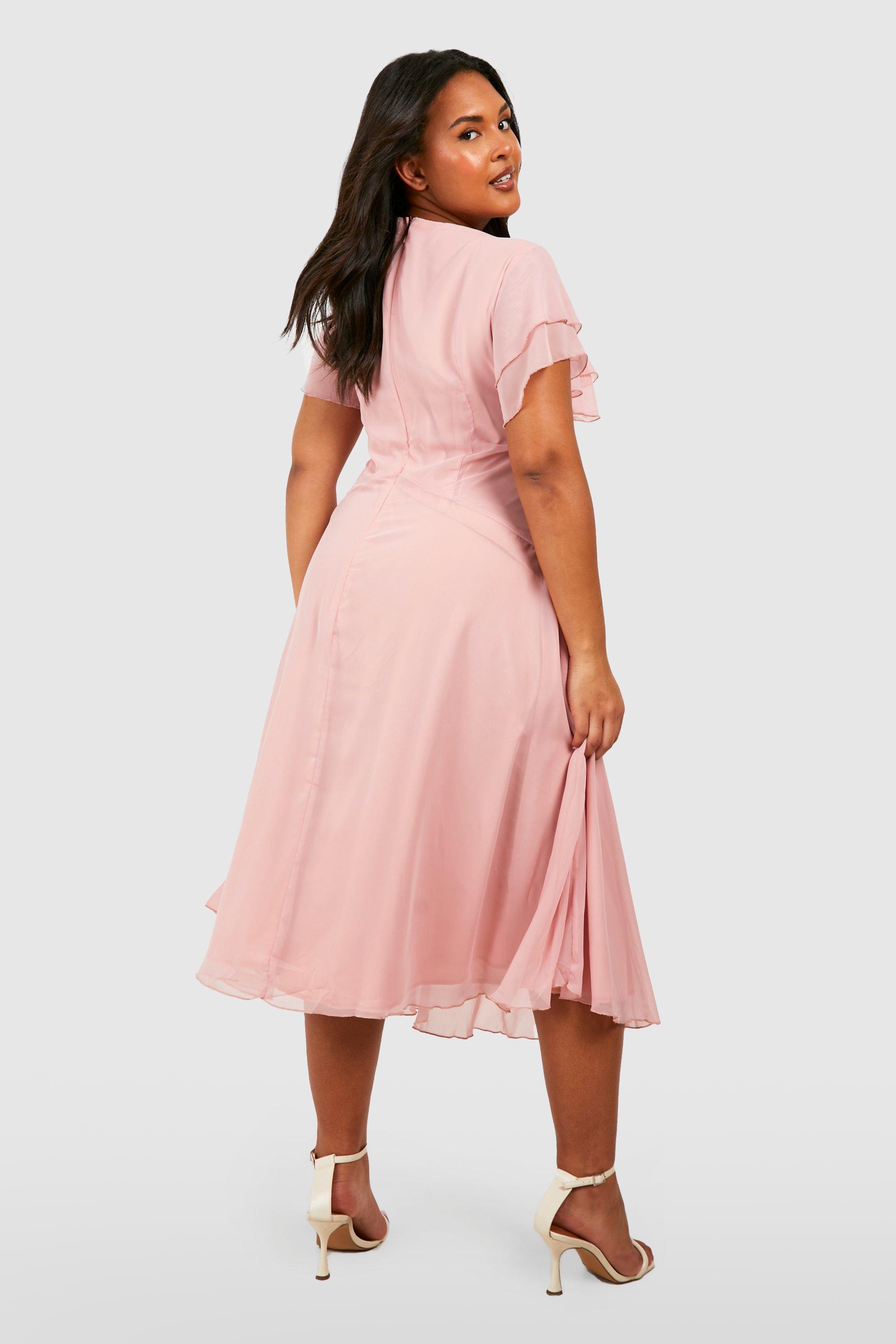 angel sleeve chiffon dress