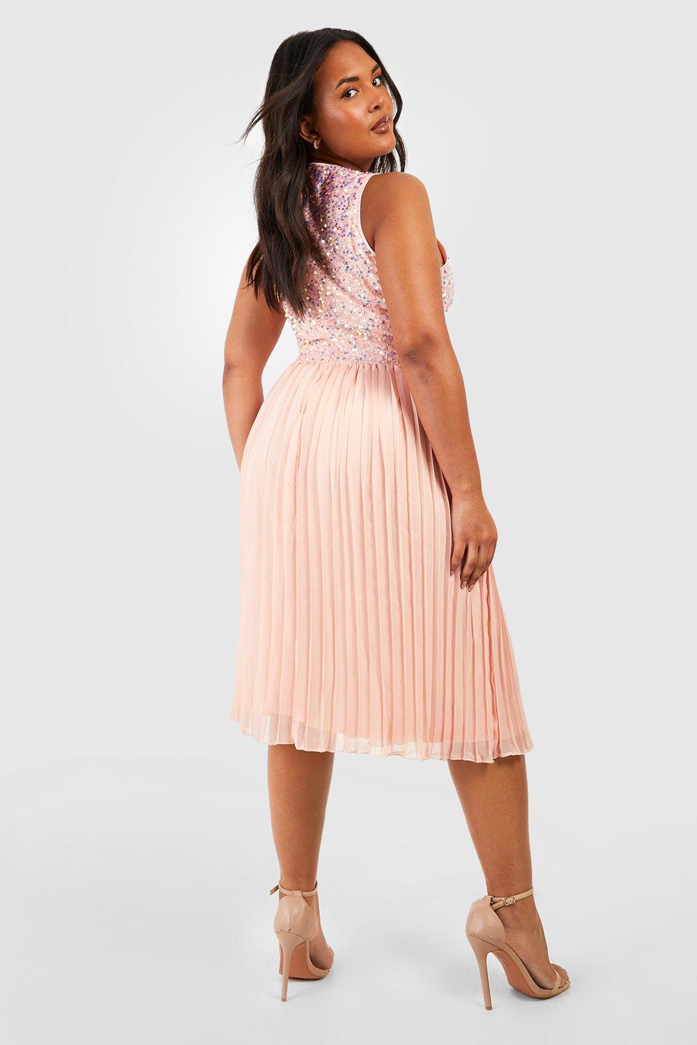 Plus Occasion Sequin Contrast Midi Dress