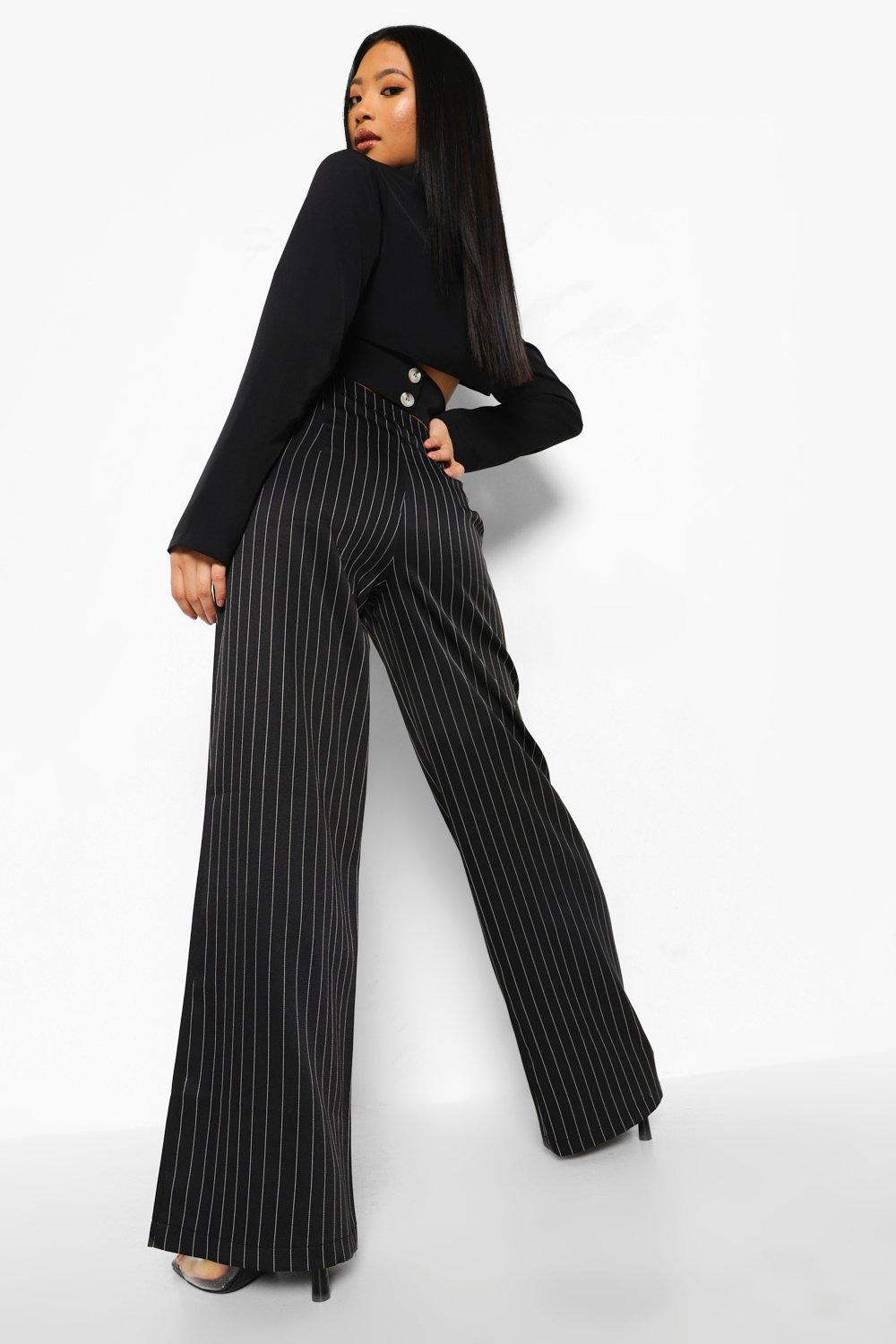 Petite Wide Leg Pinstripe Pants