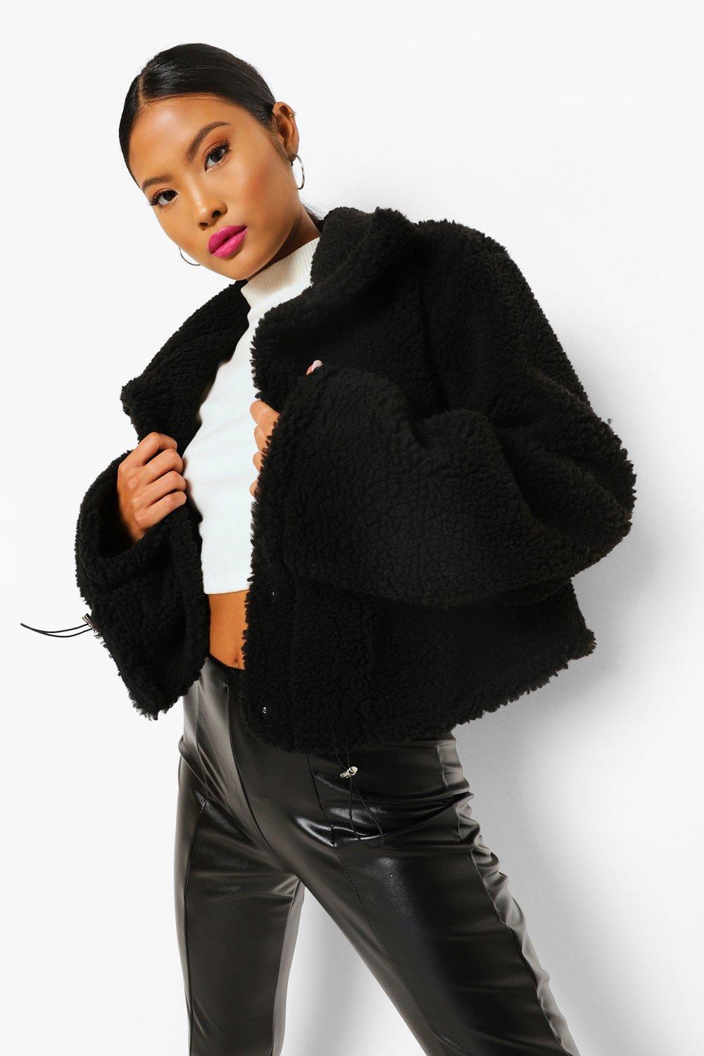 high neck teddy coat