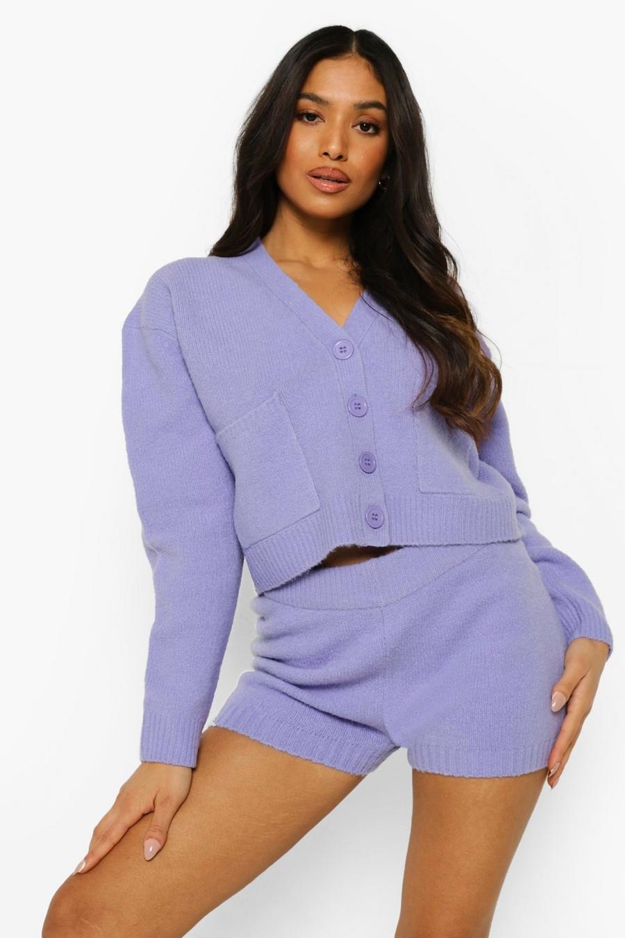 Lavender Petite Knitted Crop Co-ord image number 1