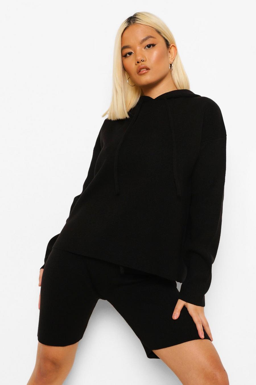 Black Petite Knitted Hoody Two-Piece image number 1