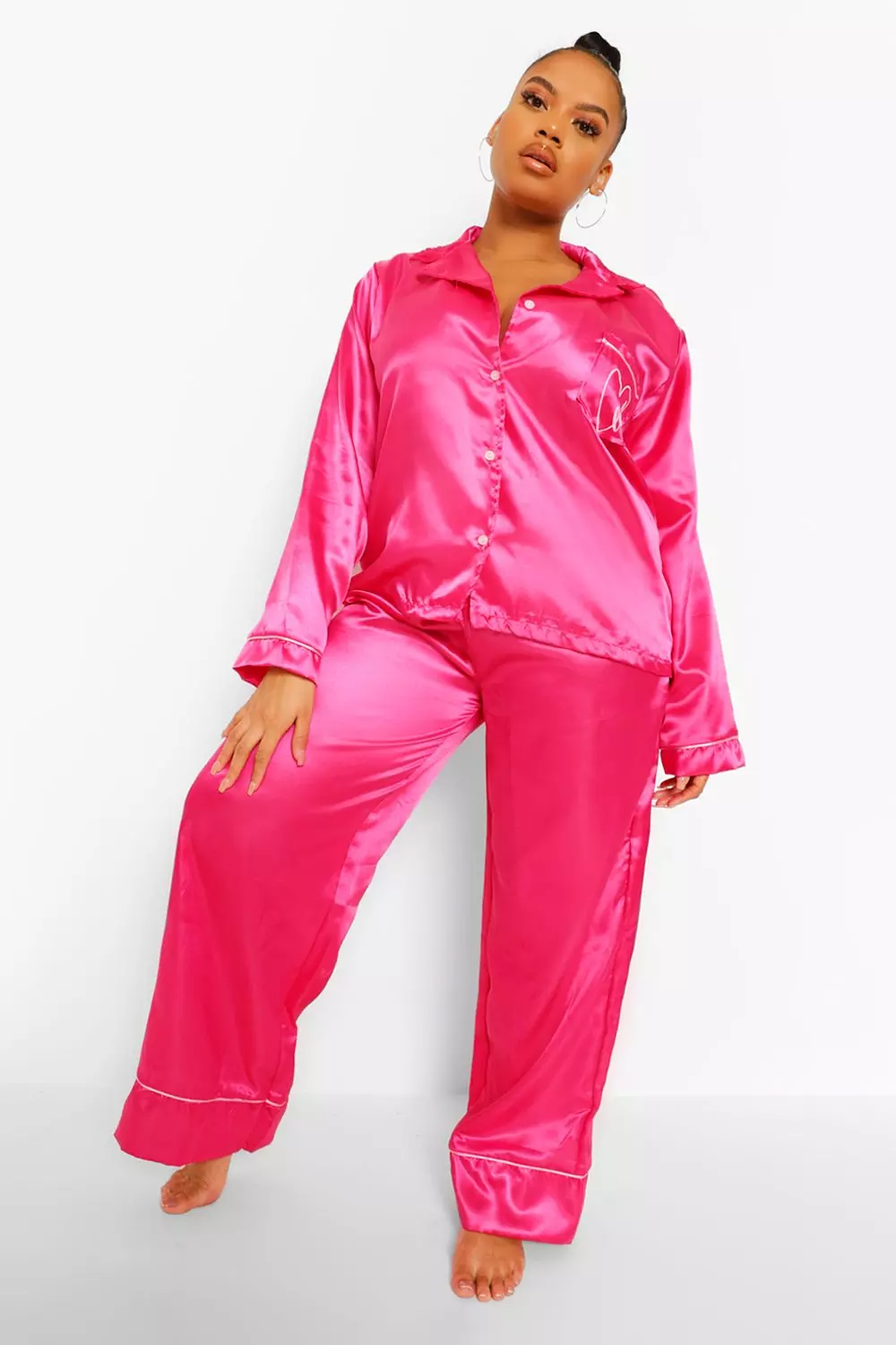 Embroidered cheap satin pajamas