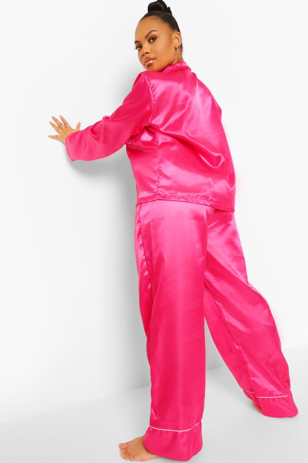 Boohoo pink satin pyjamas sale