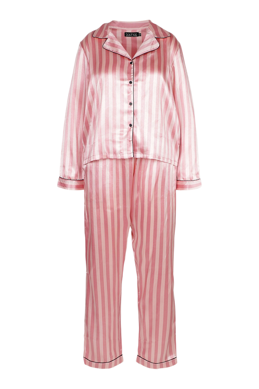 Plus Candy Stripe Satin Pajamas