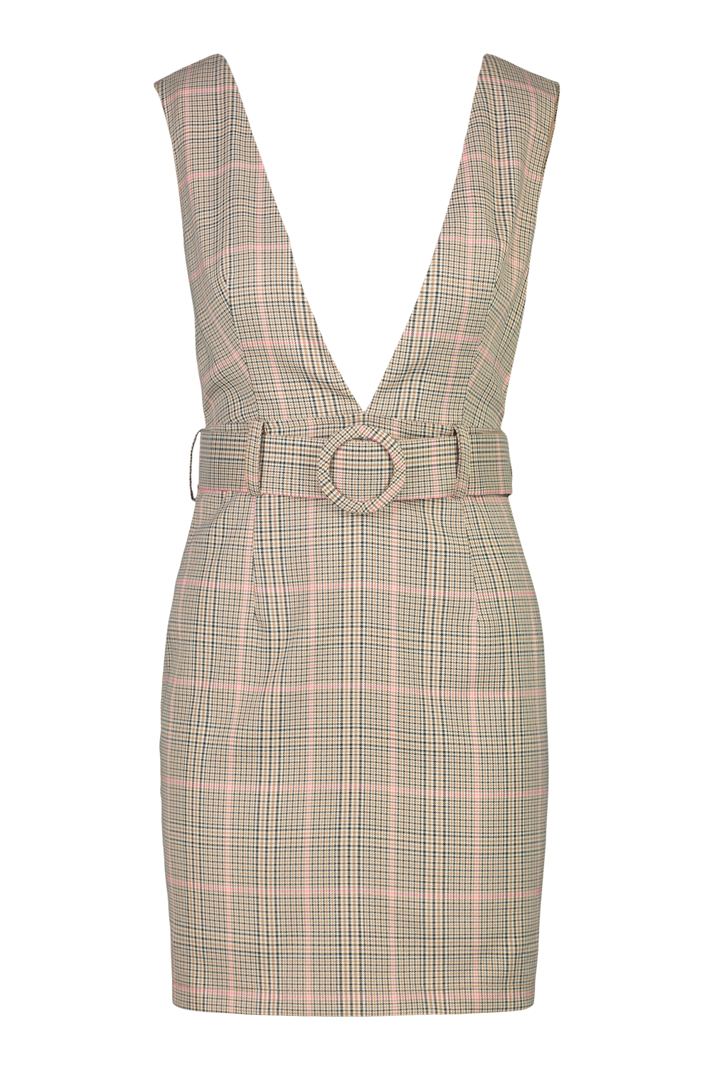 Petite Check Belted Pinafore Dress boohoo NZ