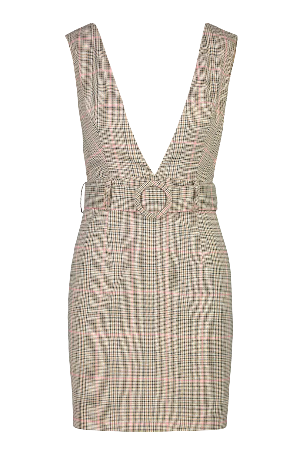 Petite Check Belted Pinafore Dress