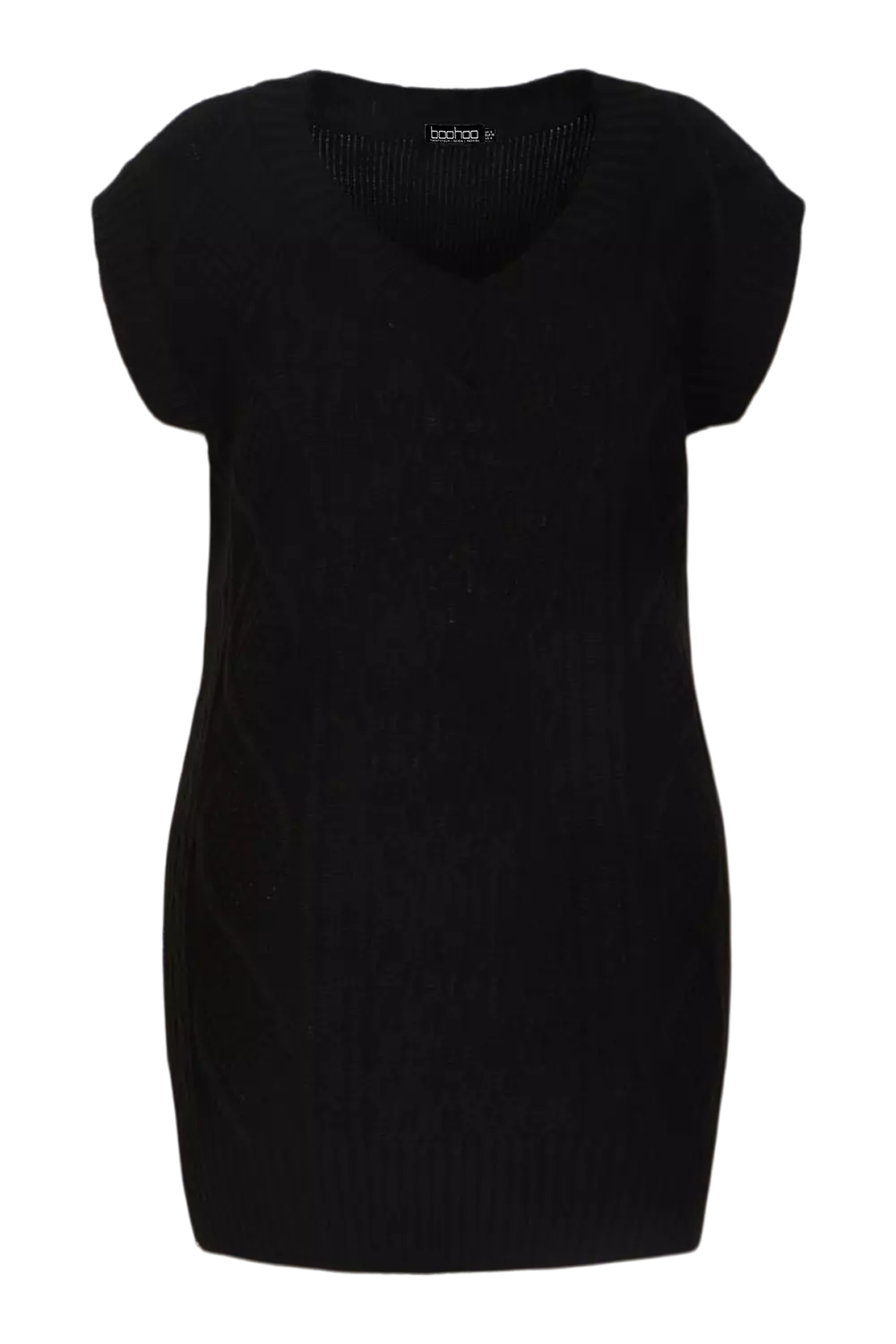 Black Plus Cable Knit V Neck Tank alternative image