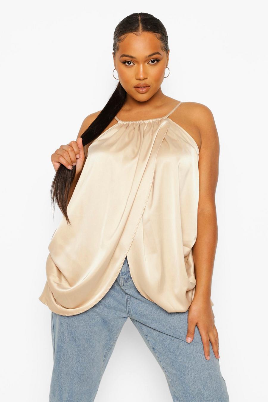 Light stone Plus Wrap Over Racer Satin Cami Top image number 1