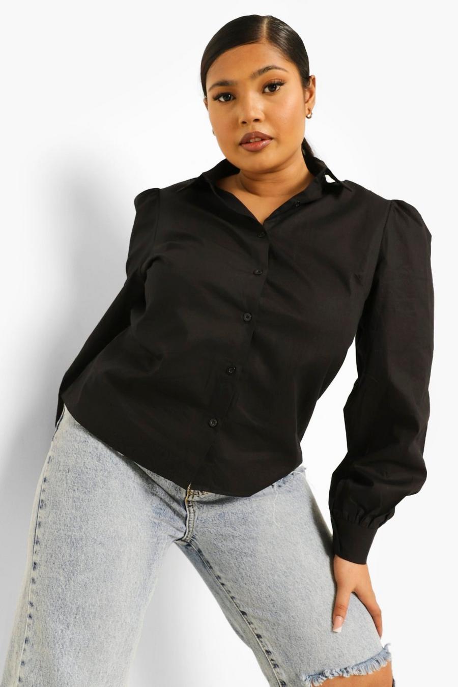 Black Plus Puff Sleeve Shirt image number 1