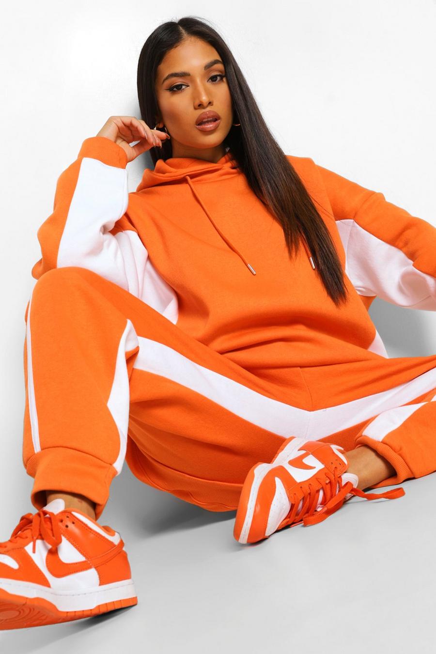 Orange Petite - Oversize hoodie med blockfärger image number 1