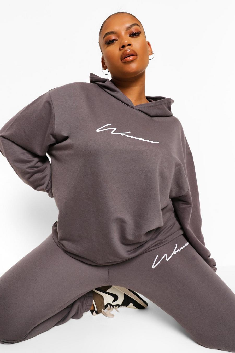 Charcoal Plus - Woman Script Oversize hoodie image number 1