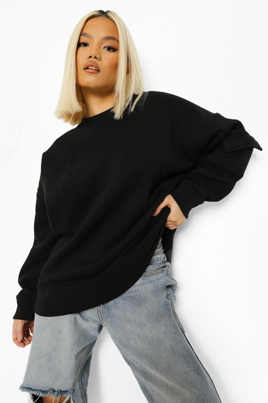 Black Petite - Oversize sweatshirt med cargofickor image number 1