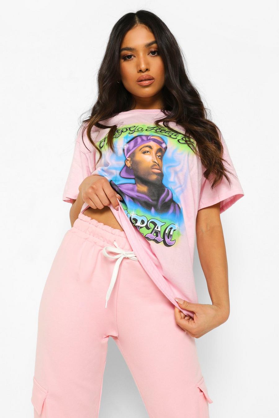 Light pink Petite - Tupac T-shirt med tryck image number 1