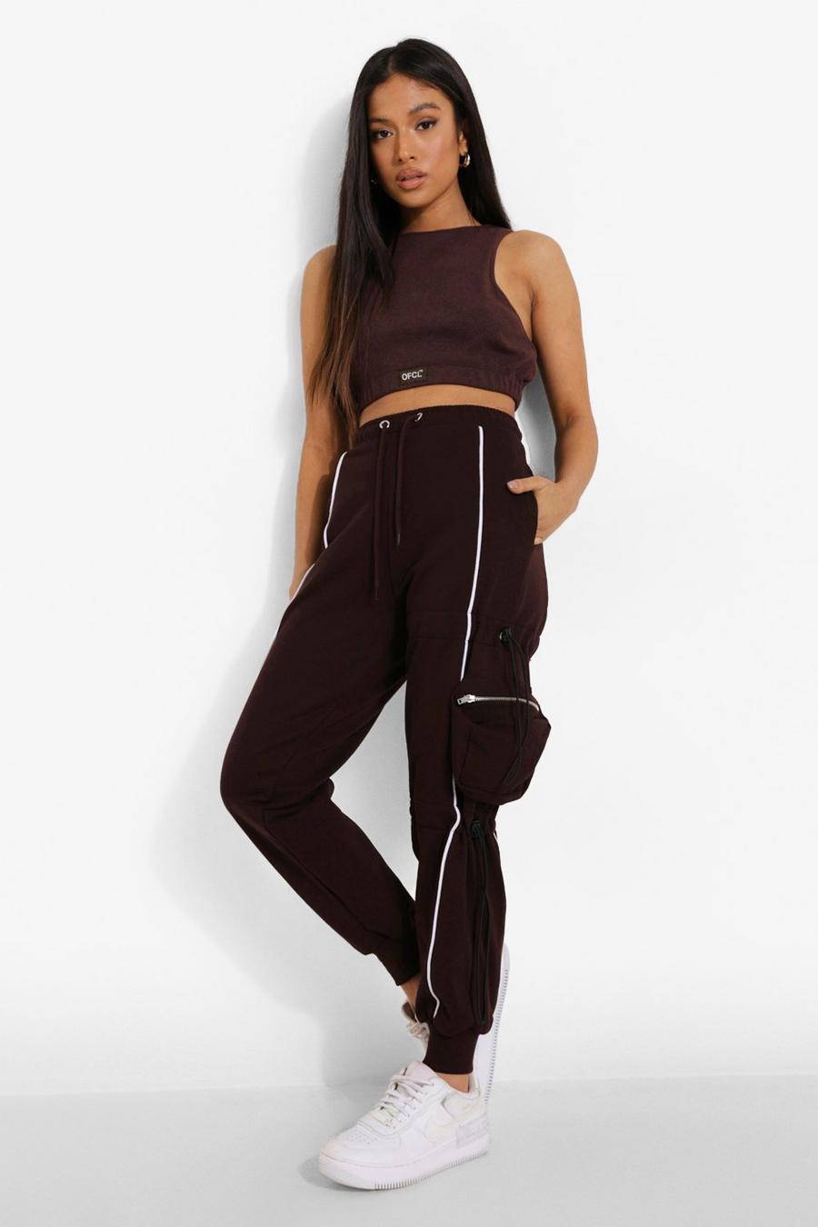 Chocolate Petite Cargo Bungee Cord Joggers image number 1