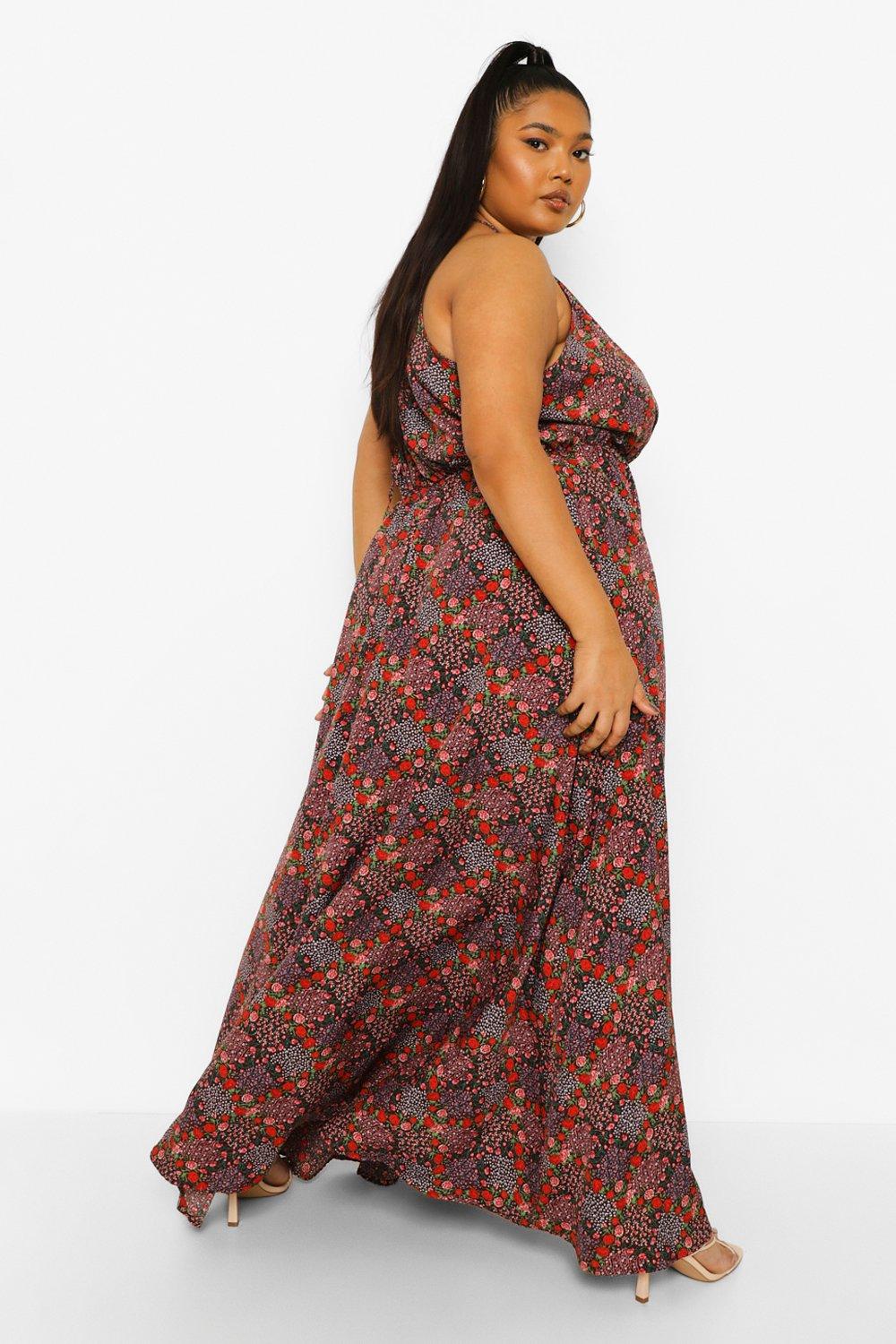 High neck on sale plus size dress