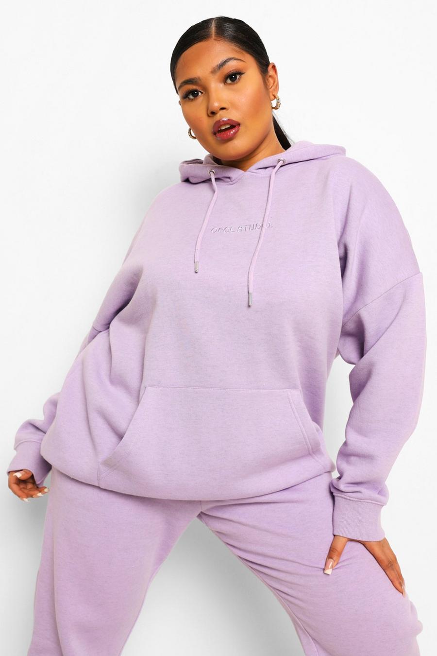 Lilac Plus Ofcl Studio Overdyed Marl Hoodie image number 1