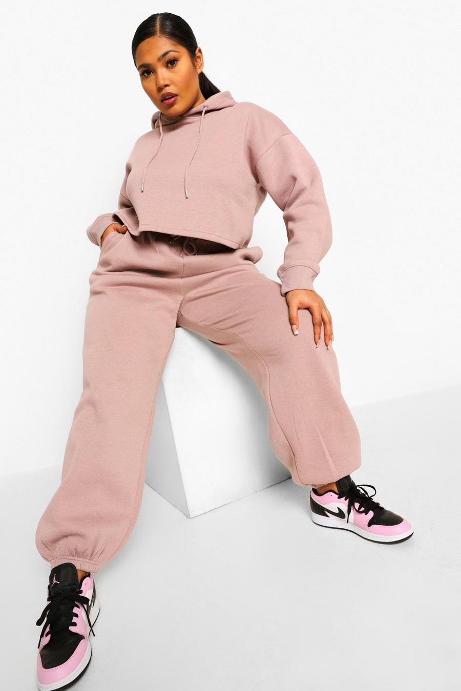Dusky pink Plus - Överfärgad kort hoodie image number 1