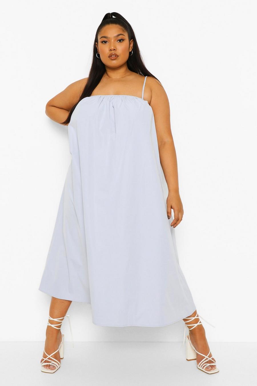 Baby blue Plus Woven Strappy Midi Dress image number 1