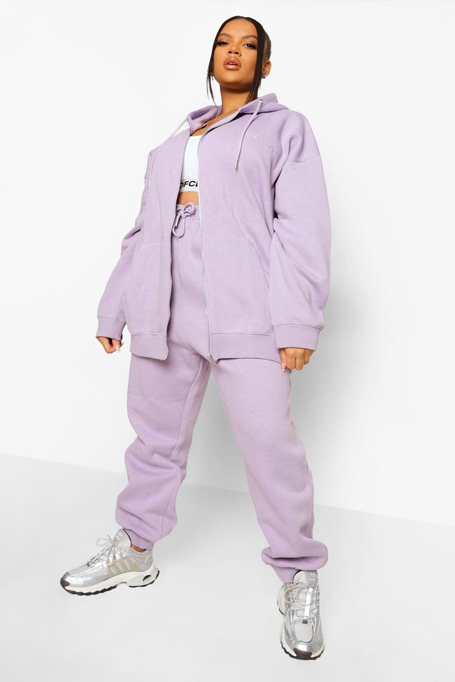 Grande taille - Sweat à capuche zippé et pantalon de survêtement surteint Official, Lilac image number 1