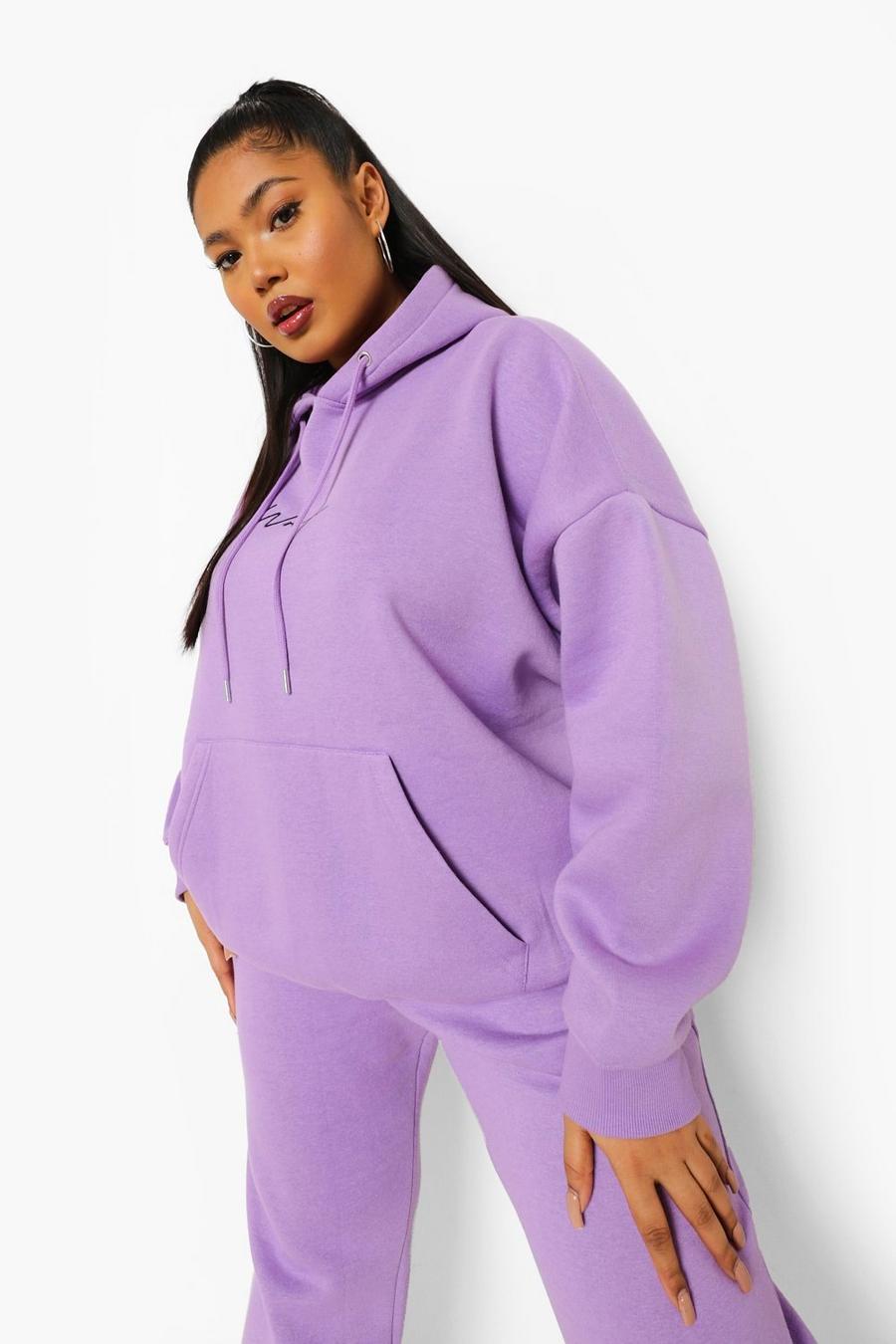 Purple Plus Woman Embroidered Hooded Tracksuit image number 1