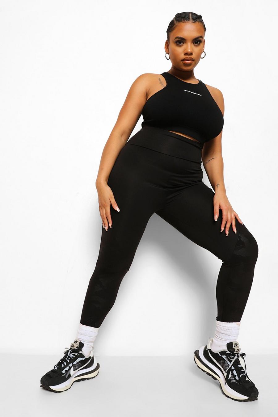 Dark Camo Plus Size Leggings, Gym, Fitness & Yoga Wear