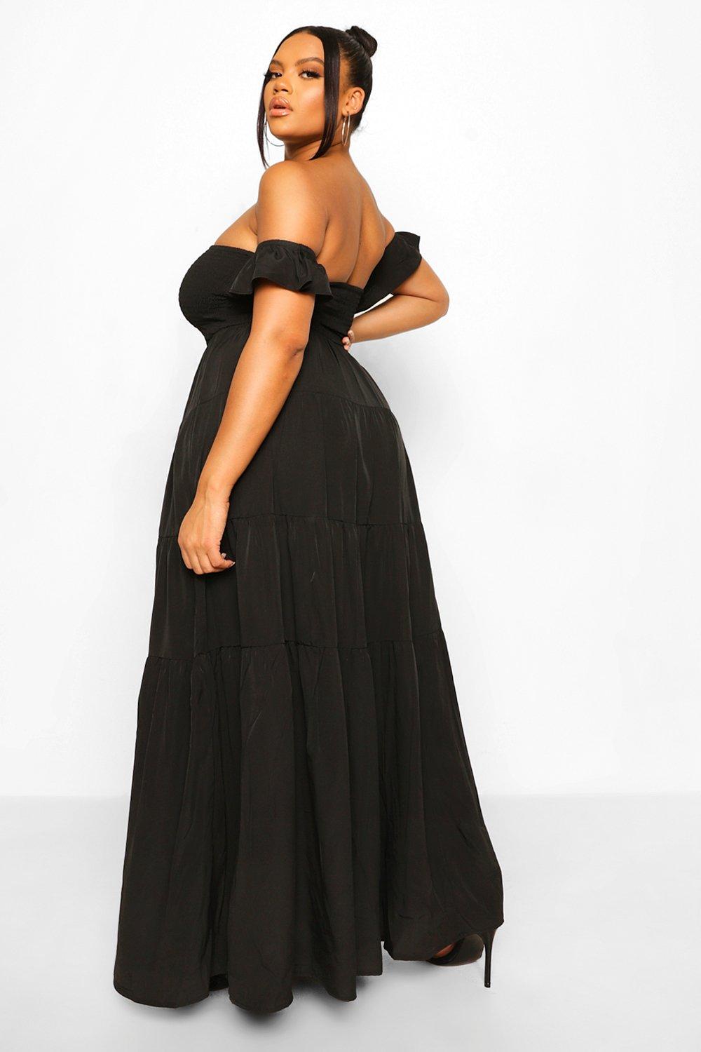 boohoo tiered maxi dress