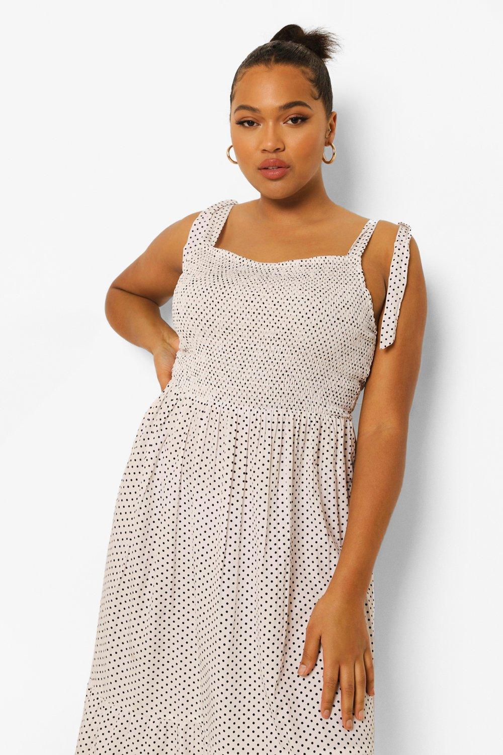 Plus size white polka clearance dot dress