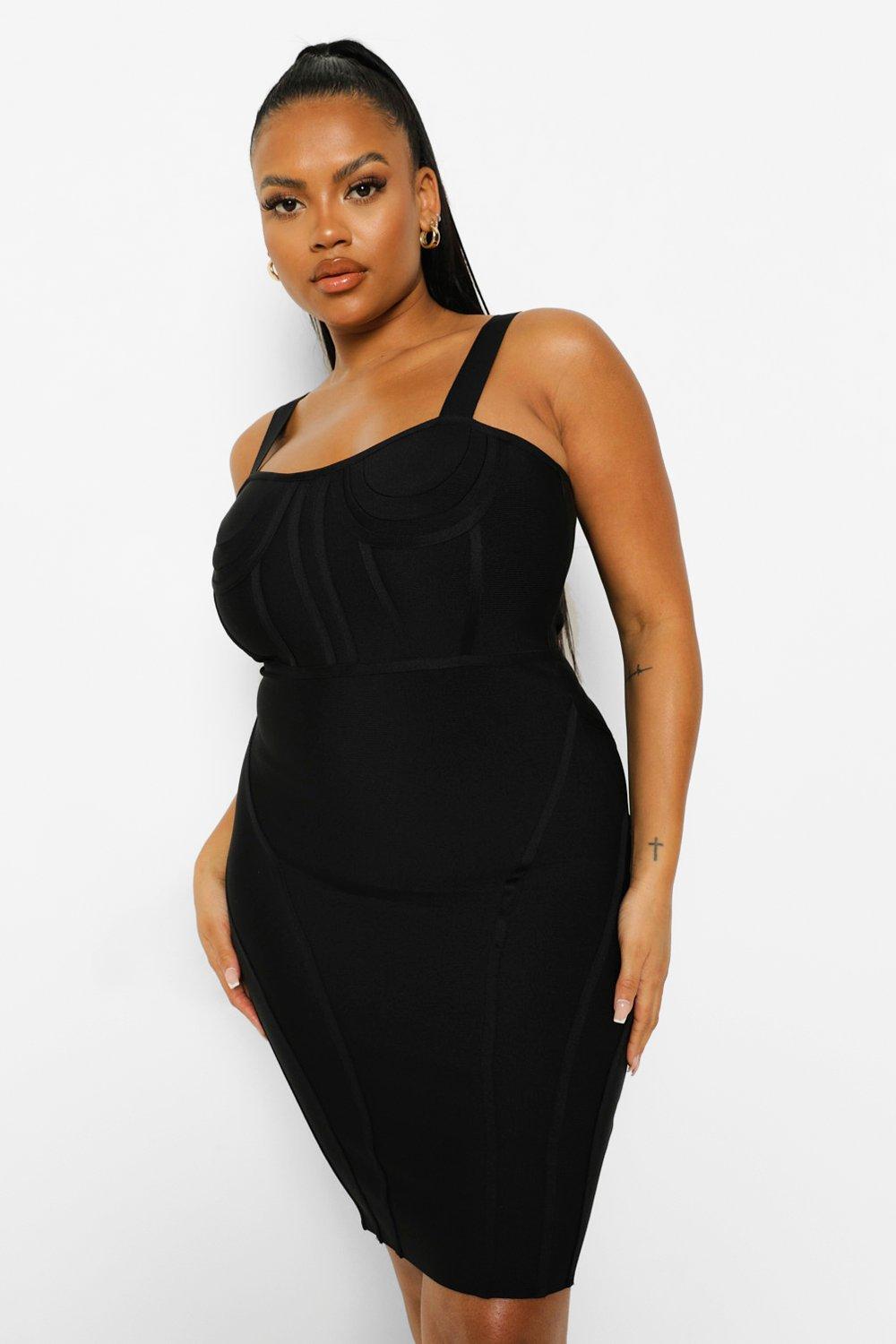 Plus Size Sexy Bustier Black Dress