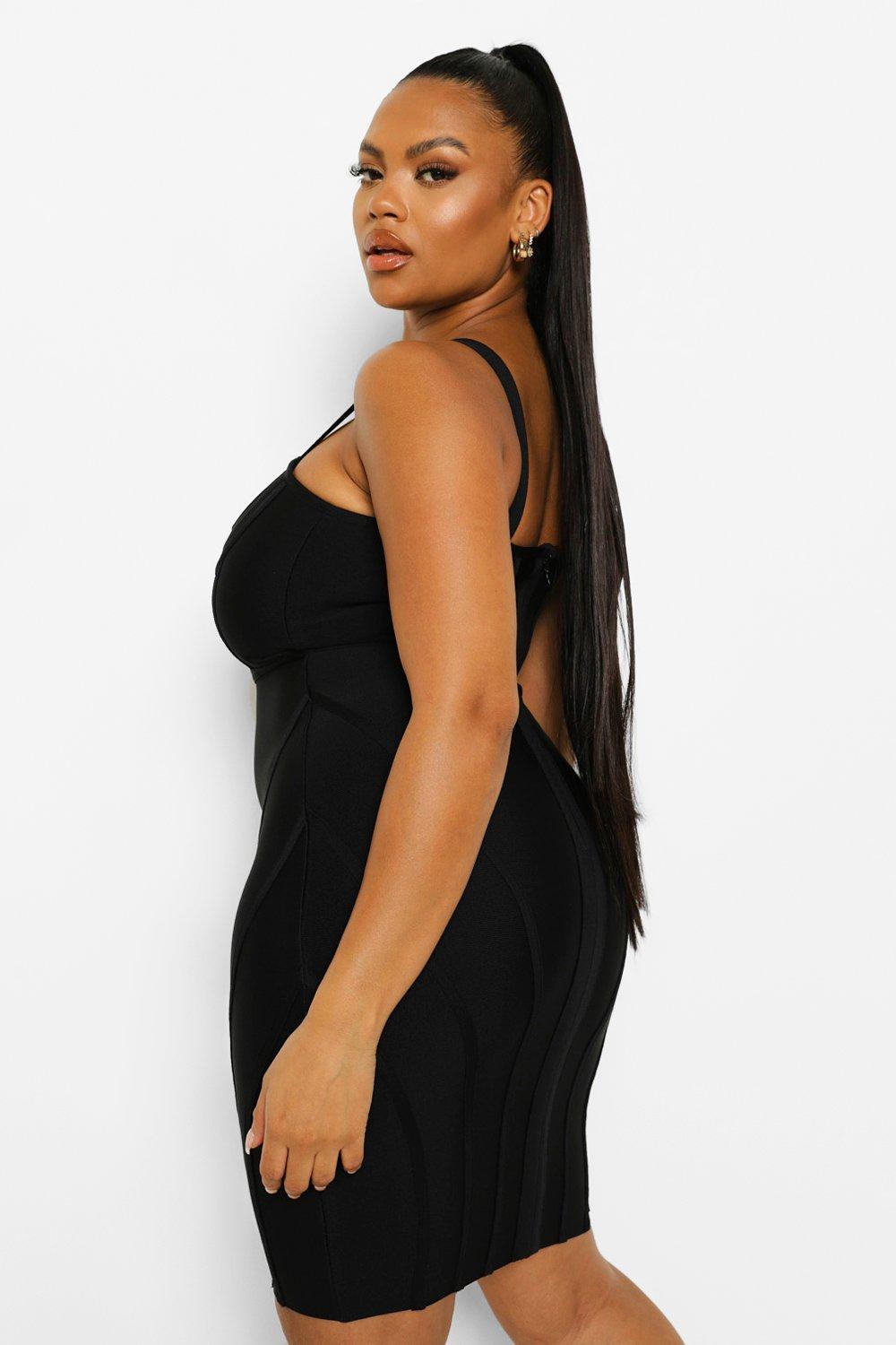 Black Bodycon Backless Strappy Bodice