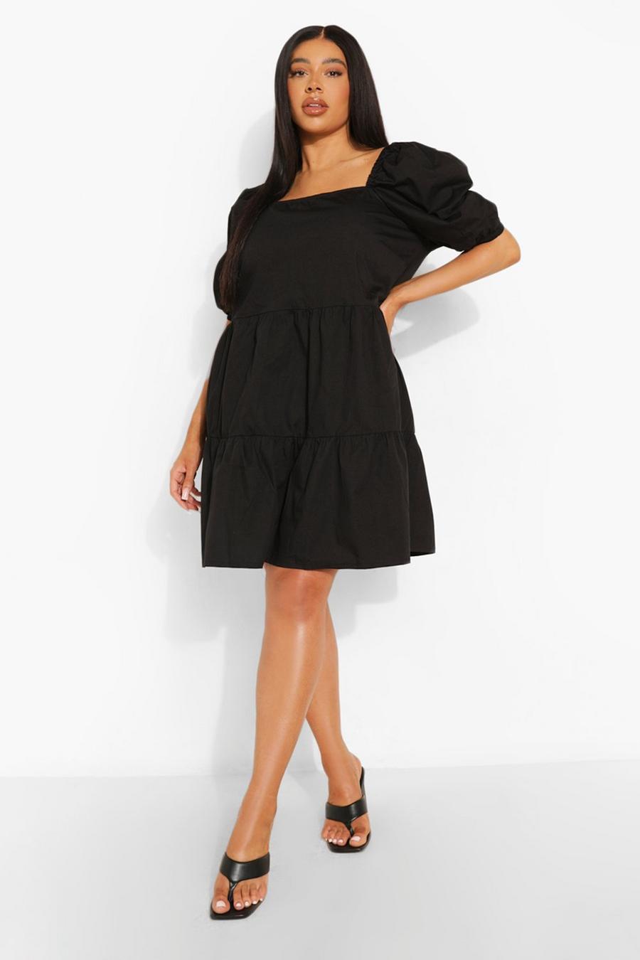 Black Plus Tiered Woven Smock Dress image number 1