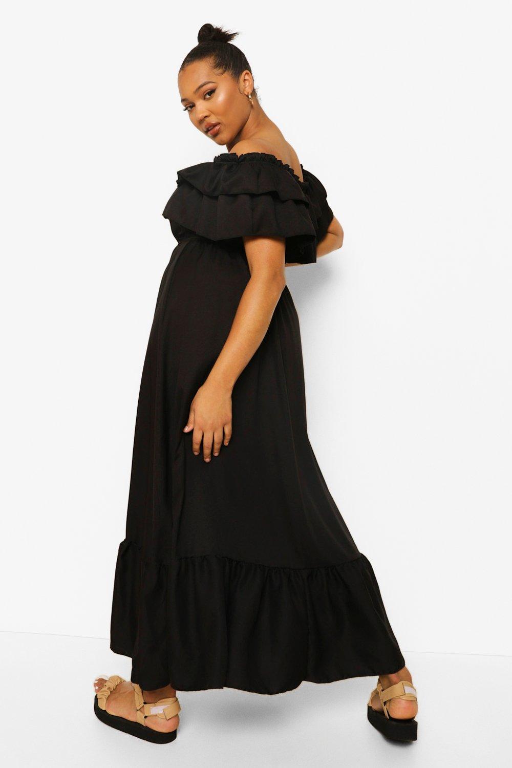 Plus Ruffle Off The Shoulder Maxi Dress