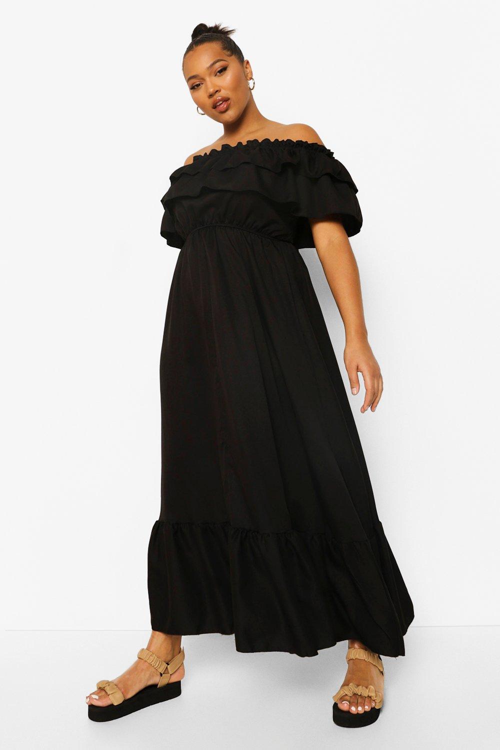 Plus Ruffle Bardot Maxi Dress boohoo