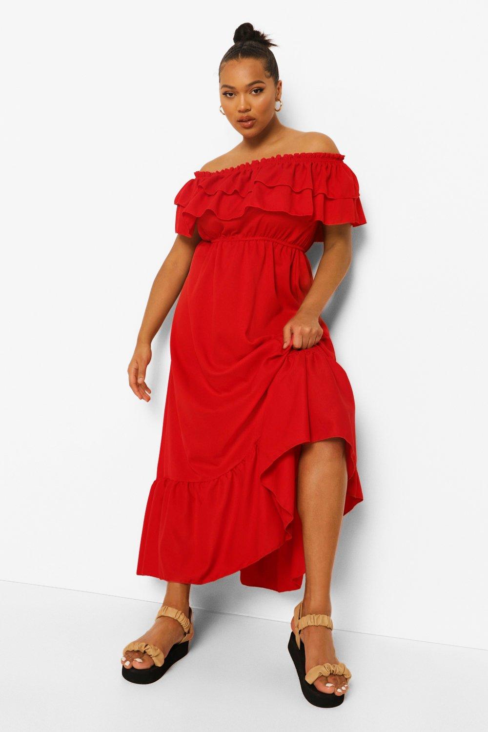 Boohoo bardot maxi clearance dress