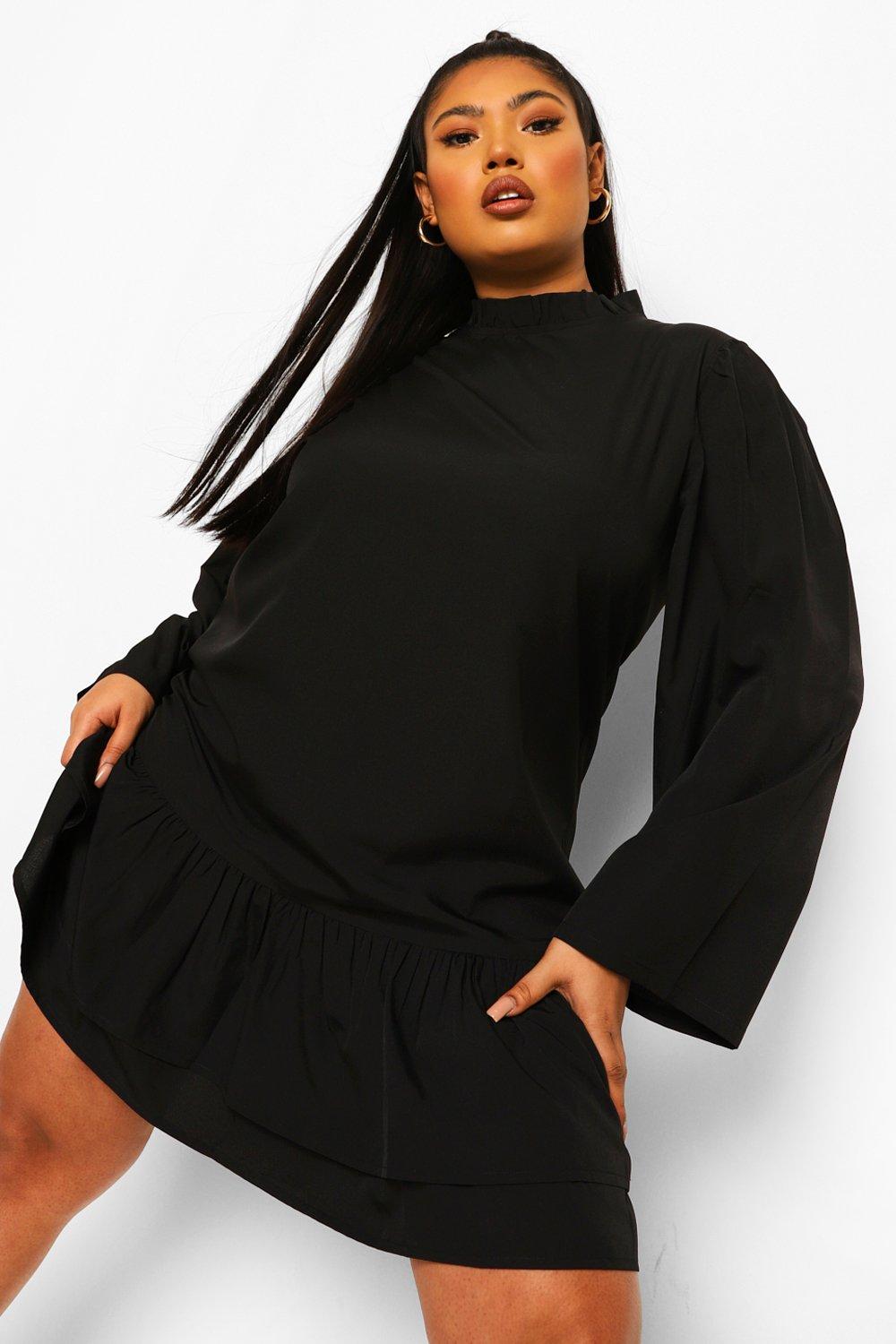 Boohoo black 2025 shift dress