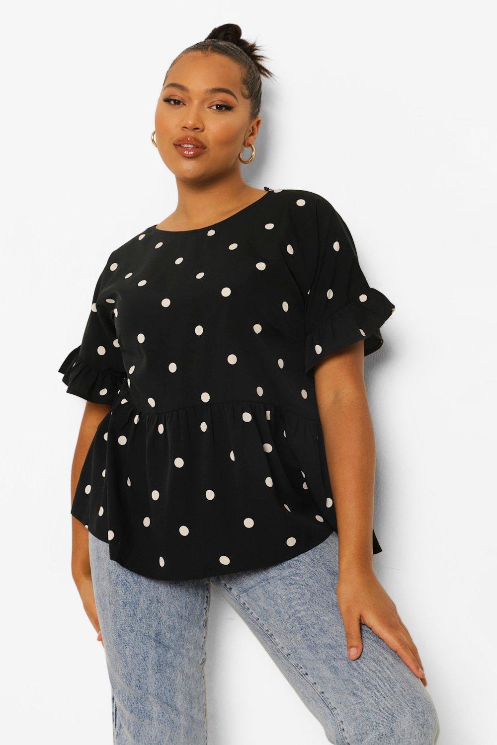 Plus Eyelet Puff Sleeve Smock Top