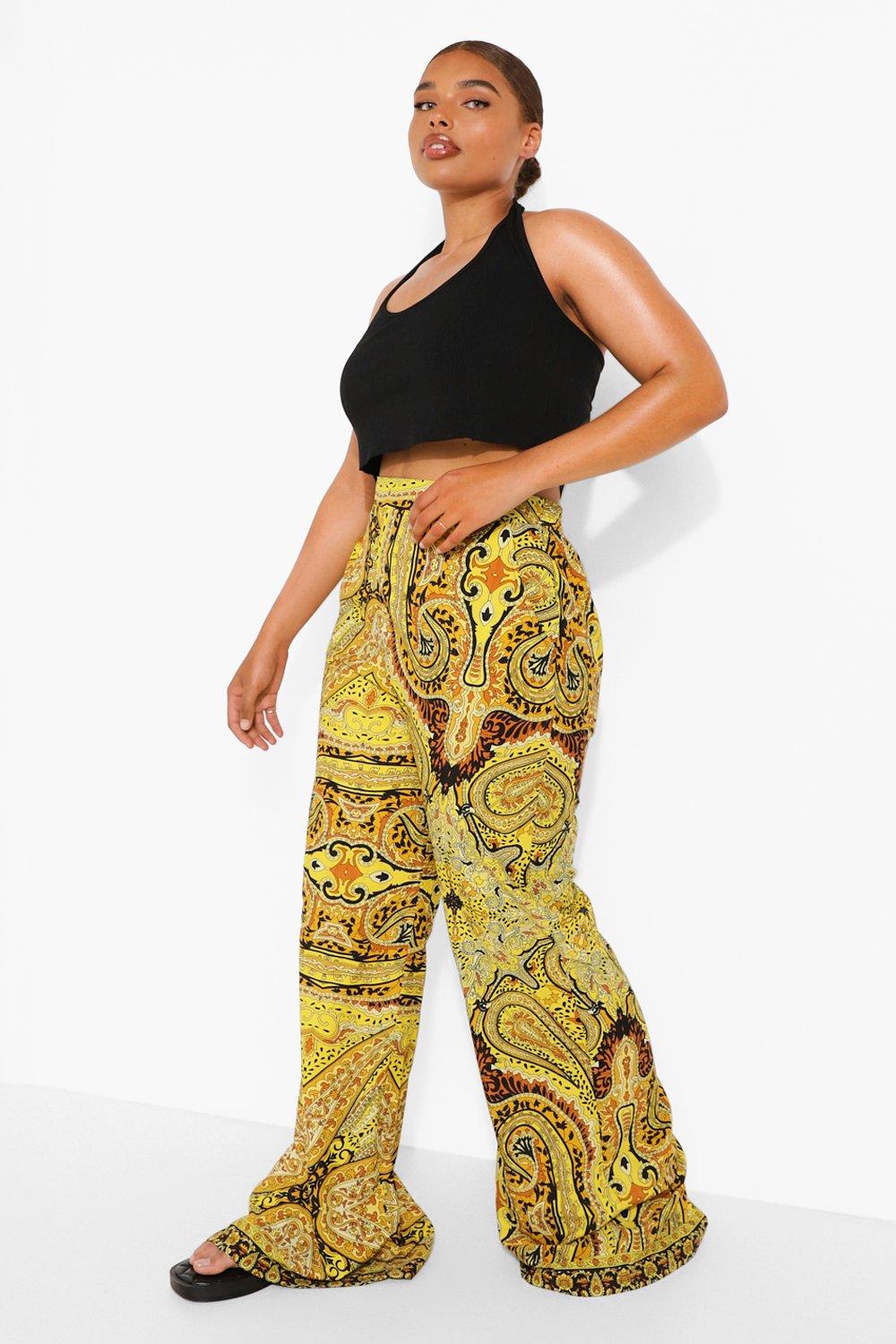 Plus Paisley Wide Leg Pants