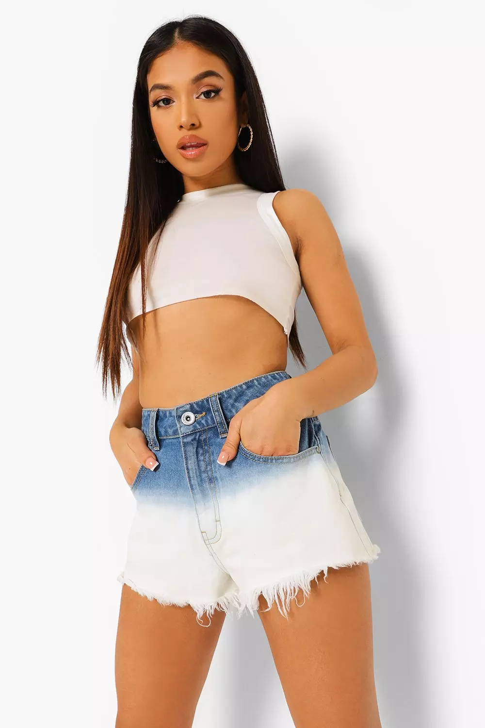 ombre jean shorts