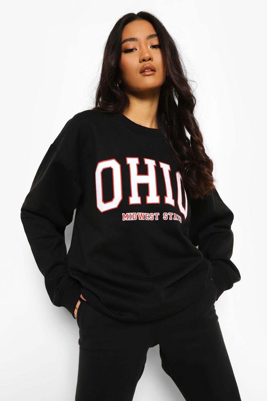 PETITE Sweatshirt mit Ohio-Slogan in Übergröße, Schwarz image number 1