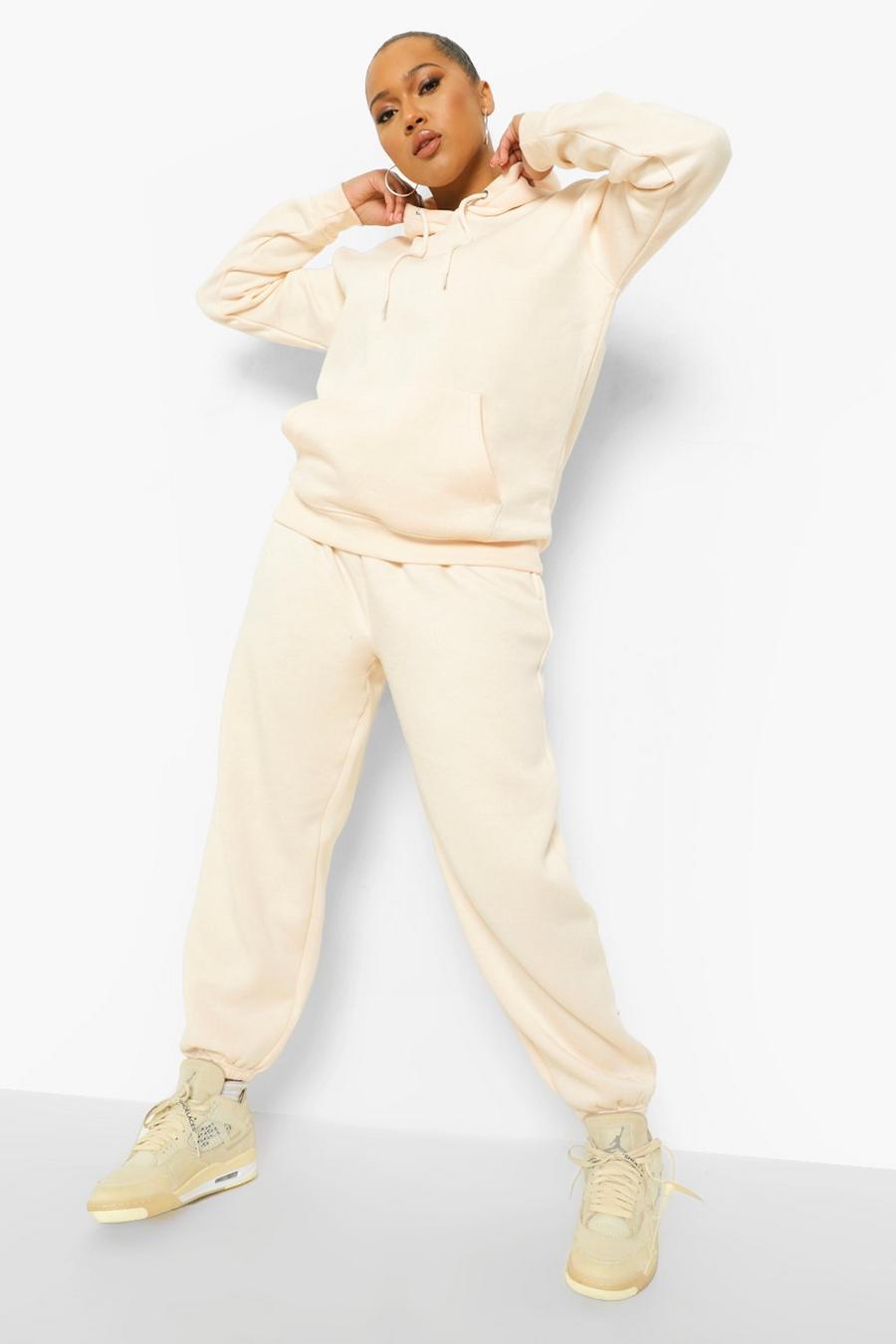 Grande taille - Sweat à capuche à poche sur le devant et pantalon de survêtement, Blush image number 1