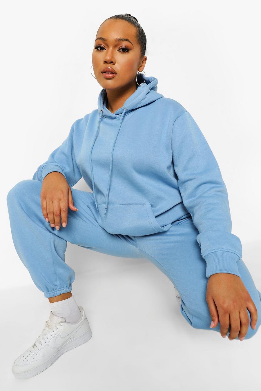 Dusty blue Plus - Oversize hoodie med fleecefoder och ficka image number 1
