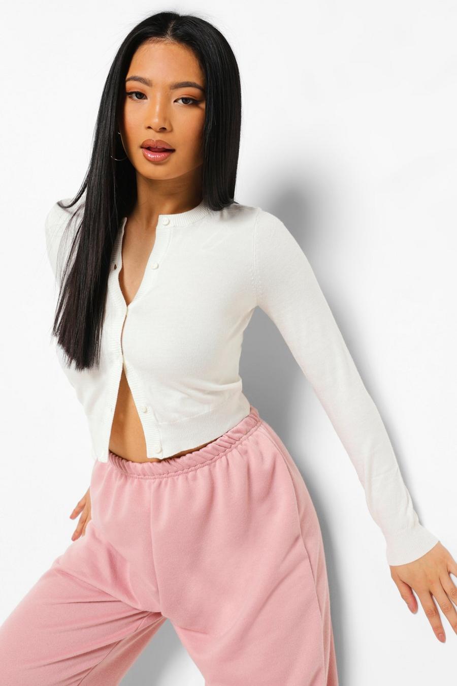 Ivory Petite Soft Knit Cropped Cardigan image number 1