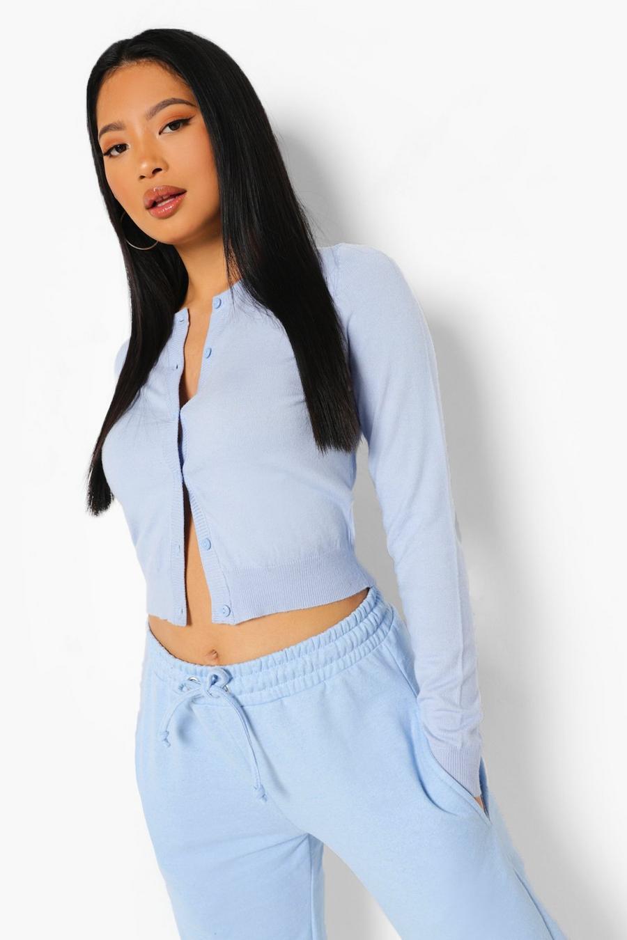 Pale blue Petite Soft Knit Cropped Cardigan image number 1