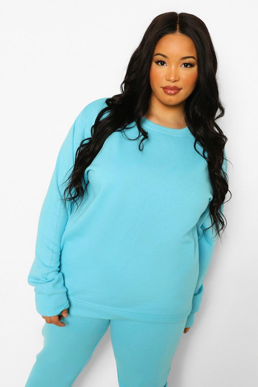 Turquoise Plus Basic Oversized Sweatshirt image number 1