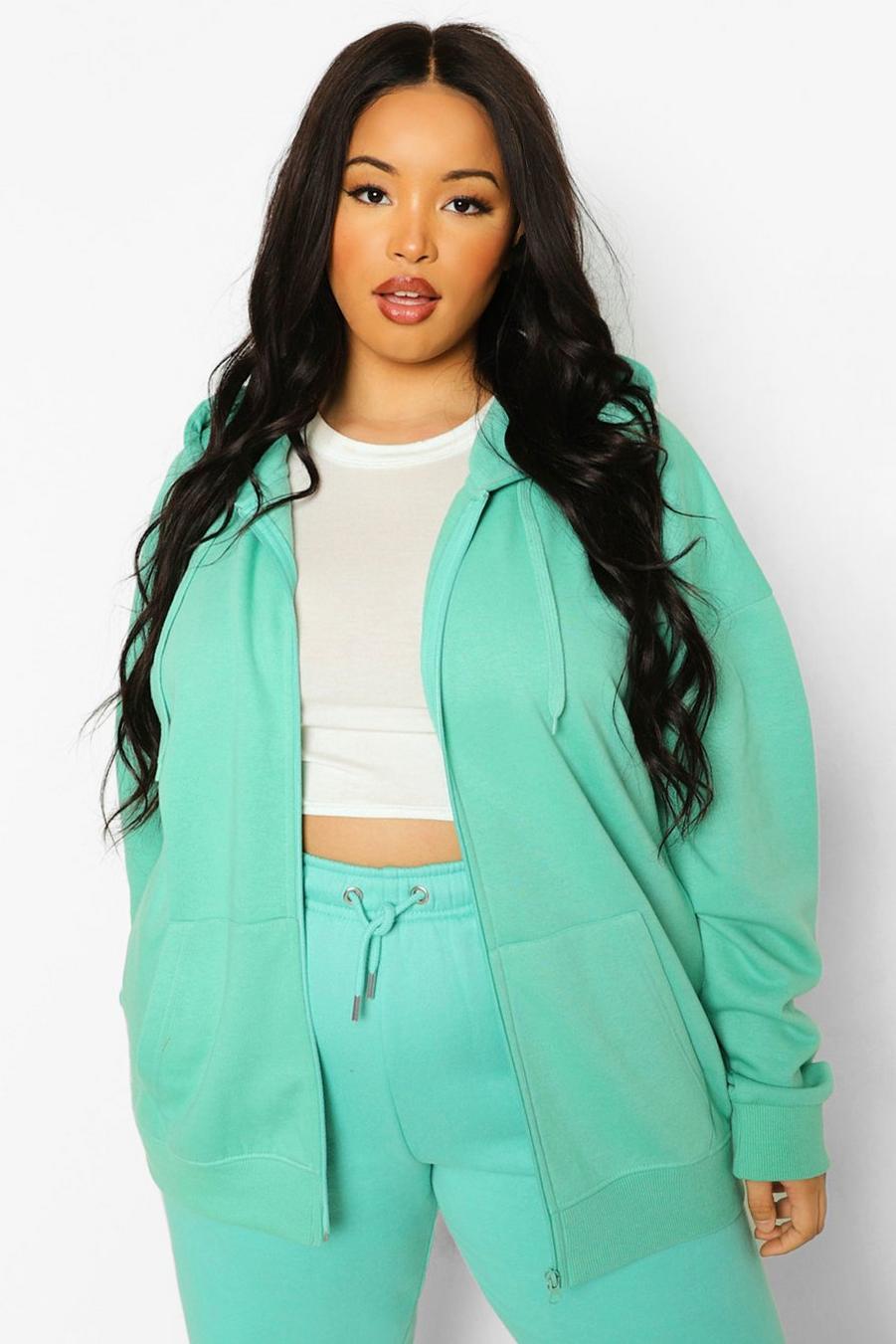 Jade Plus - Basic Oversize hoodie med dragkedja image number 1