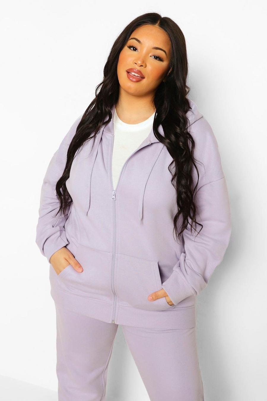 Lilac Plus - Basic Oversize hoodie med dragkedja image number 1